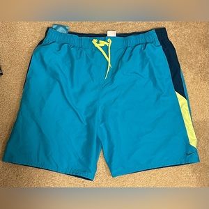Nike Swim Trunks Mens XXL Blue Board Shorts Surfing Surf Lined Drawstring Adult